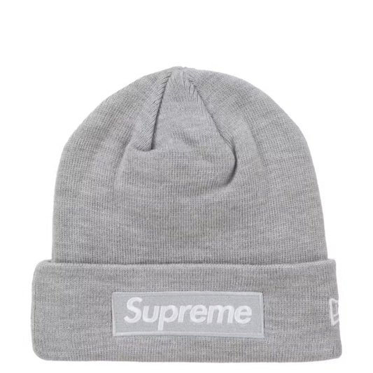 Supreme New Era Box Logo Beanie Heather Grey
