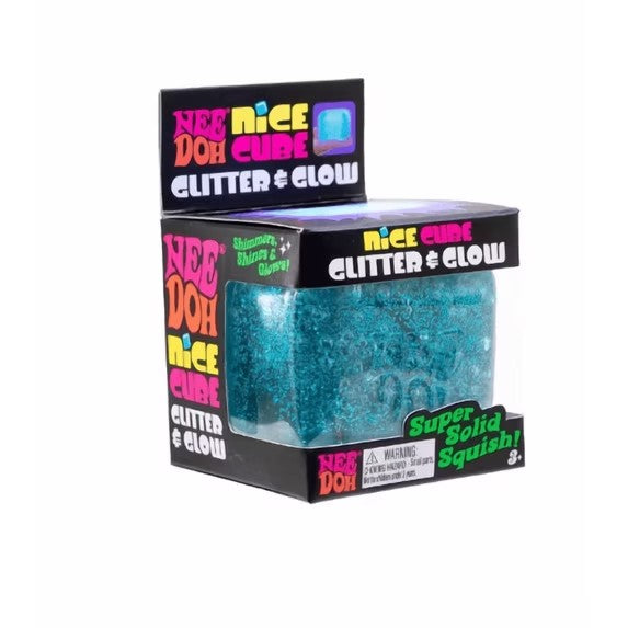NeeDoh Nice Cube Glitter and Glow Squishy Fidget Toy