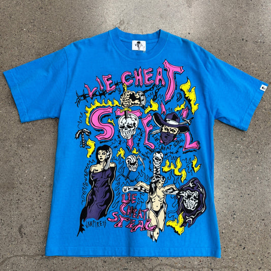 Warren Lotas Lie Cheat Steal Shirt Blue