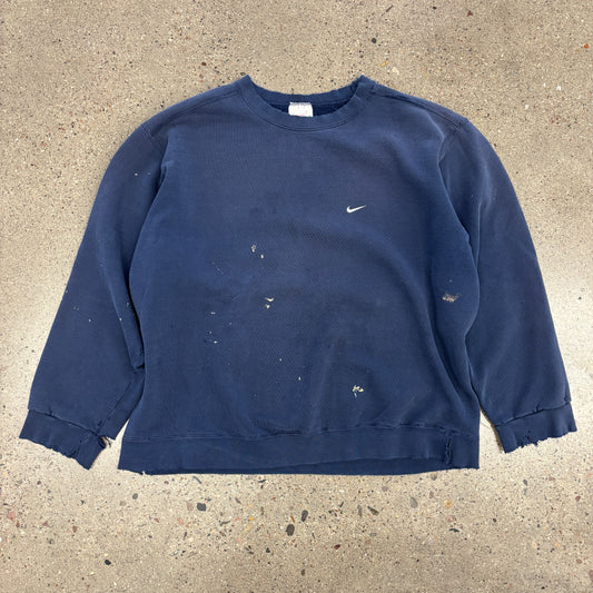 Vintage Rerun Nike Crewneck Navy Paint Splatter (XL)