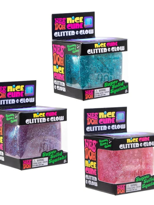 NeeDoh Nice Cube Glitter and Glow Squishy Fidget Toy