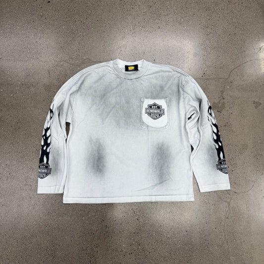 BenoWrld Harley White Stained Long Sleeve