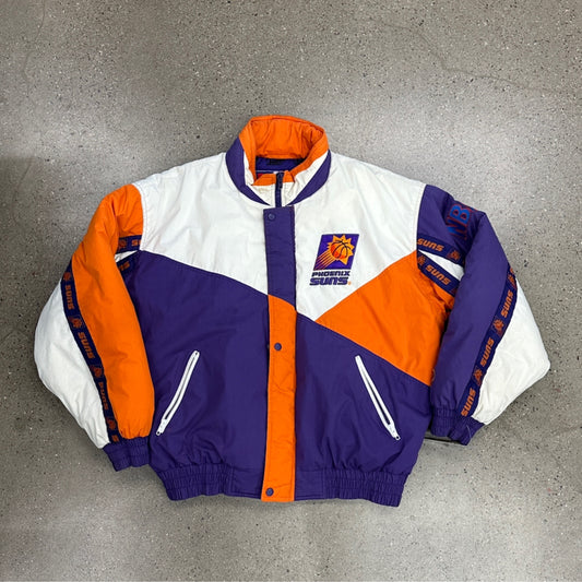 Vintage Phoenix Suns Puffer Jacket (Button Zip Up)