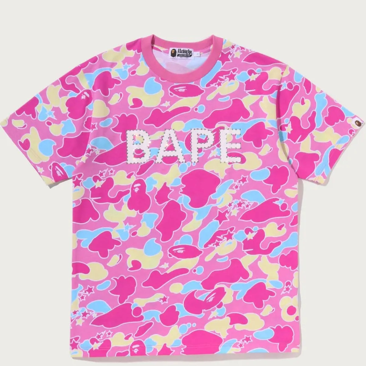 Bape Pink Camo Rhinestone Tee